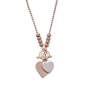 Rose Gold Chain with Heart Pendants and Fob