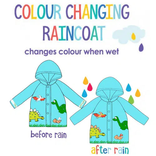 Colour Changing Raincoat Dinosaur size 2 4