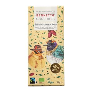 Bennetto Natural Foods co Salted Caramel in Dark 100G Chocolate Bar