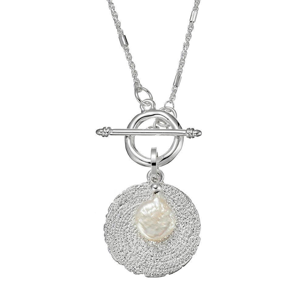 Silver Fresh Water Pearl Necklace with Fob