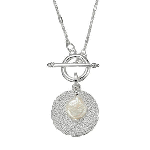 Silver Fresh Water Pearl Necklace with Fob