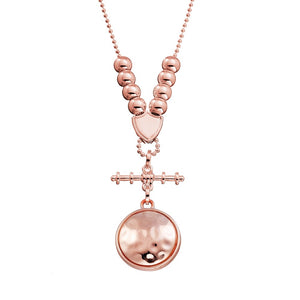 Rose Gold Necklace with Beaten Dome Pendant