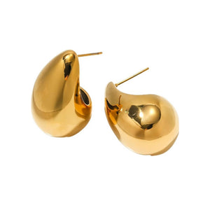 Gold Plated Large Teardrop Earrings