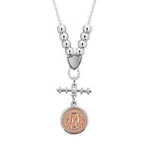 Fine Ball Silver Necklace with Coin Pendant & Fob