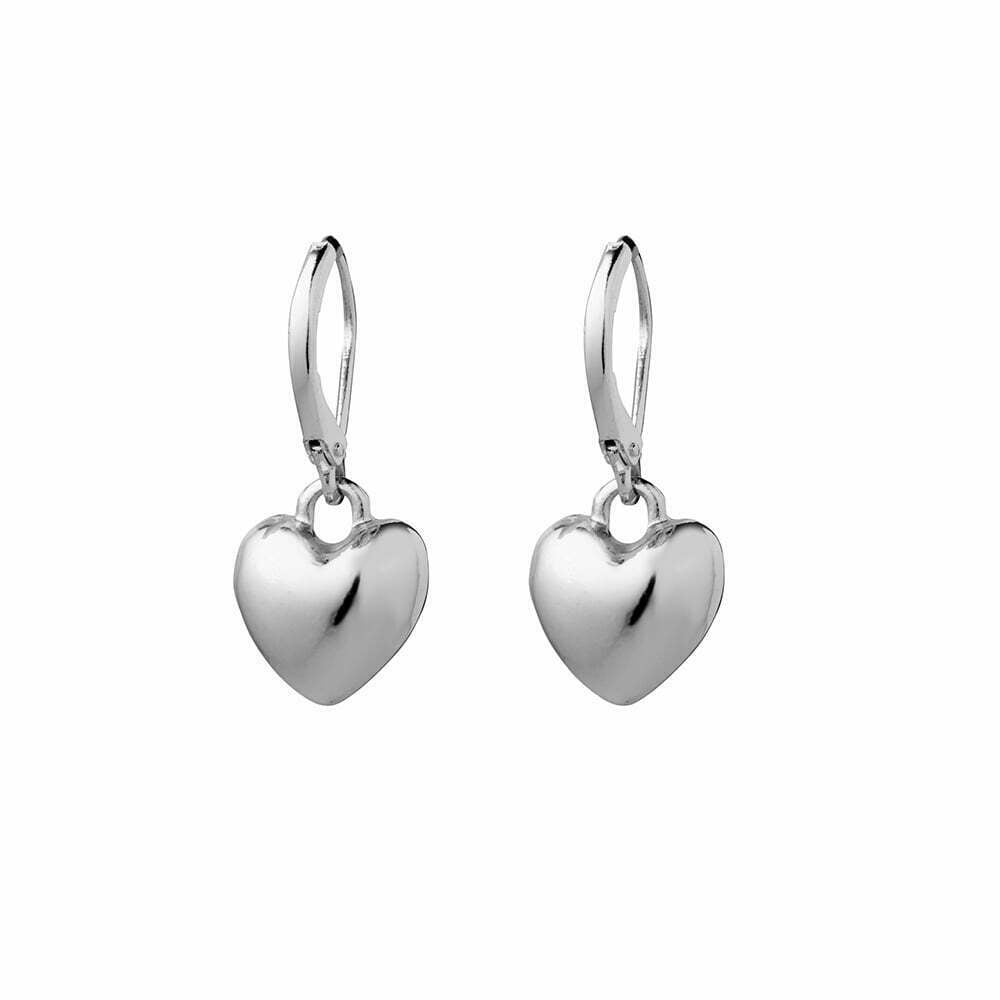 Silver Puff Heart Earrings