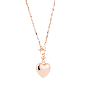 Rose Gold Necklace with Heart Pendant and Fob