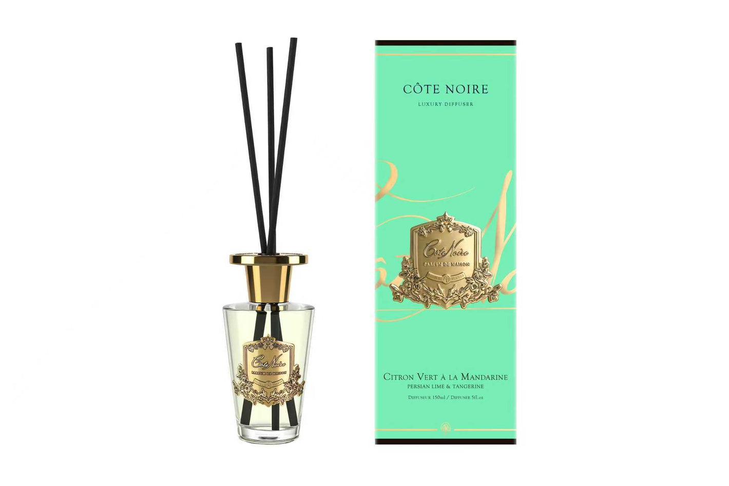 Côte Noire - 150ml GOLD DIFFUSER - PERSIAN LIME & TANGERINE