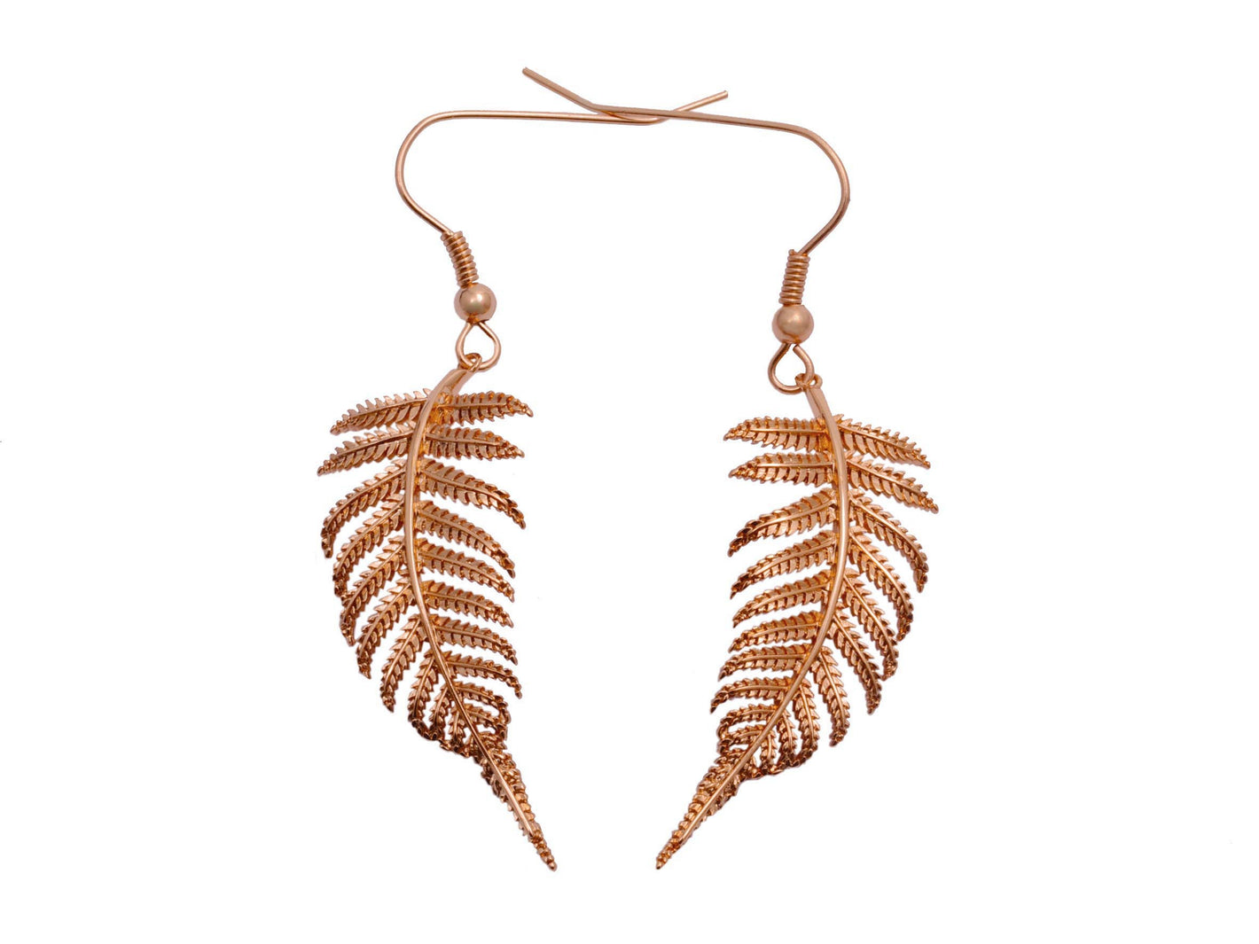 Rose Gold Dainty Fern Earrings