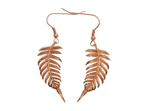 Rose Gold Dainty Fern Earrings