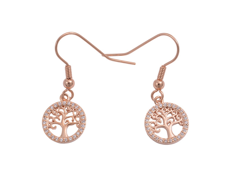 Rose Gold Rhodium Tree of Life Earrings