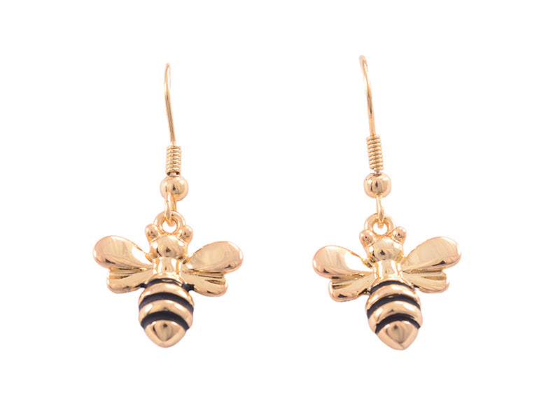 Gold Rhodium Bee Earrings