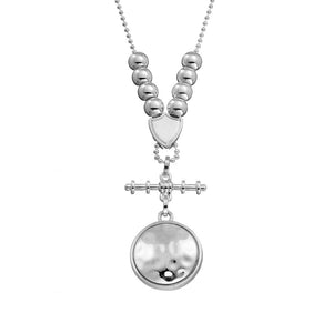 Silver Necklace with Beaten Dome Pendant