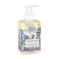 A pump bottle of Michel Design Works Lavender Rosemary Foaming Shea Butter Hand Soap with lavender and rosemary imagery on the label.