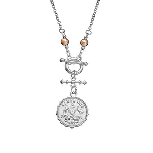 Silver Necklace with Coin Pendant & Fob