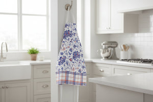 Floral apron with plaid pattern on a white background