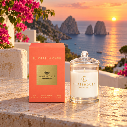 Glasshouse Fragrances SUNSETS IN CAPRI 60g Triple Scented Soy Candle