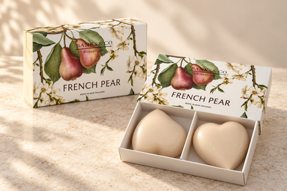Banks & Co French Pear Boxed Heart Soaps x 2