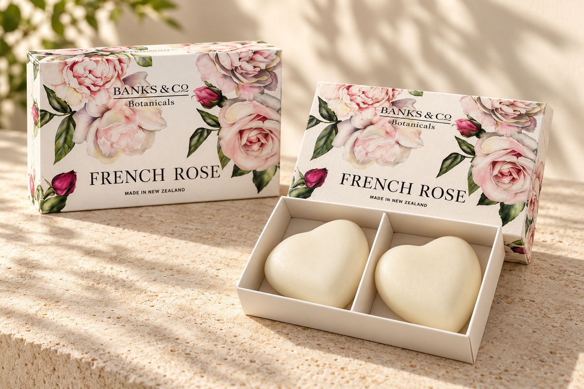 Banks & Co French Rose Boxed Heart Soaps x 2