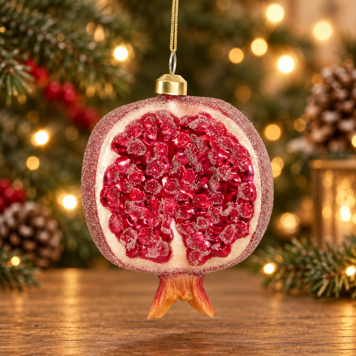 Sugared Pomegranate Festival Decoration - Available Mid October