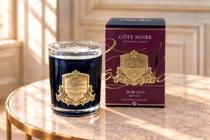 Côte Noire - CRYSTAL GLASS LID 450G SOY BLEND CANDLE - ROSE OUD