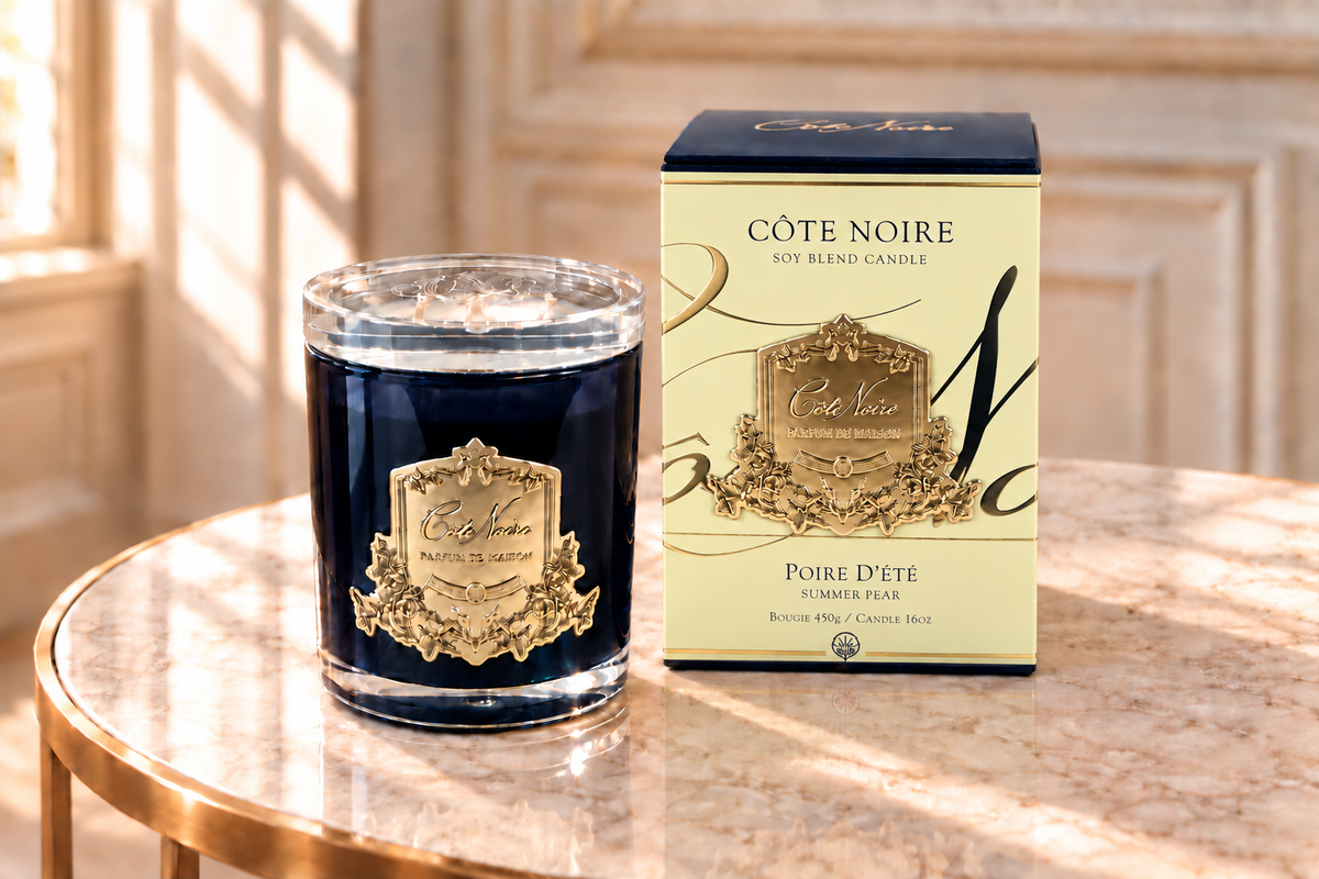 Côte Noire - CRYSTAL GLASS LID 450G SOY BLEND CANDLE - SUMMER PEAR