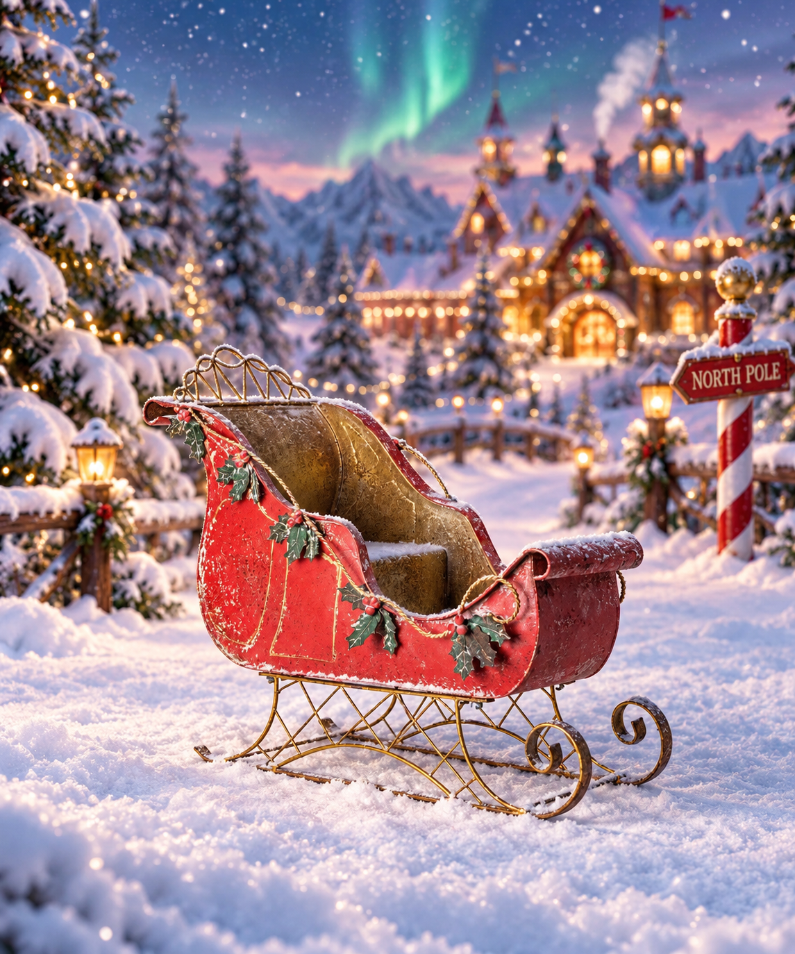Holly Santa Sleigh - Only Available In Store
