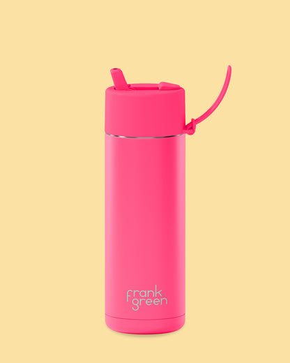 Frank Green Ceramic Reusable Bottle - Neon Pink 20oz