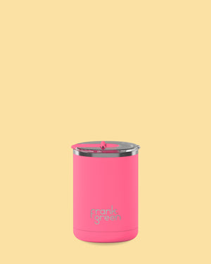 Ceramic Coffee Cup with Hinged Lid 355ml - Bubblegum