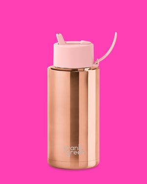 LIMITED EDITION Rose Gold Chrome Ceramic Reusable Bottle 34oz/1000ml