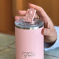 Ceramic Coffee Cup with Hinged Lid 355ml - Blush