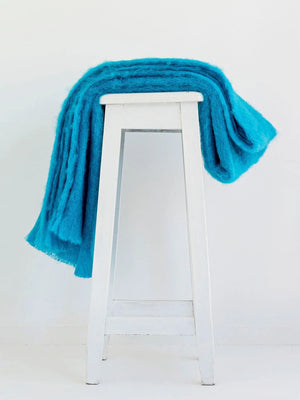 Windermere Mohair - Turquoise Throw (Allow 48 Hour Turnaround)