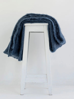 Windermere Mohair - Indigo Throw (Allow 48 Hour Turnaround)