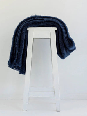 Windermere Mohair - Navy Throw (Allow 48 Hour Turnaround)