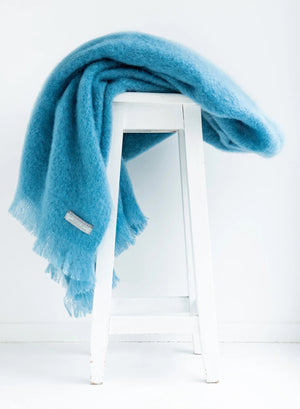 Windermere Mohair - Denim Throw (Allow 48 Hour Turnaround)