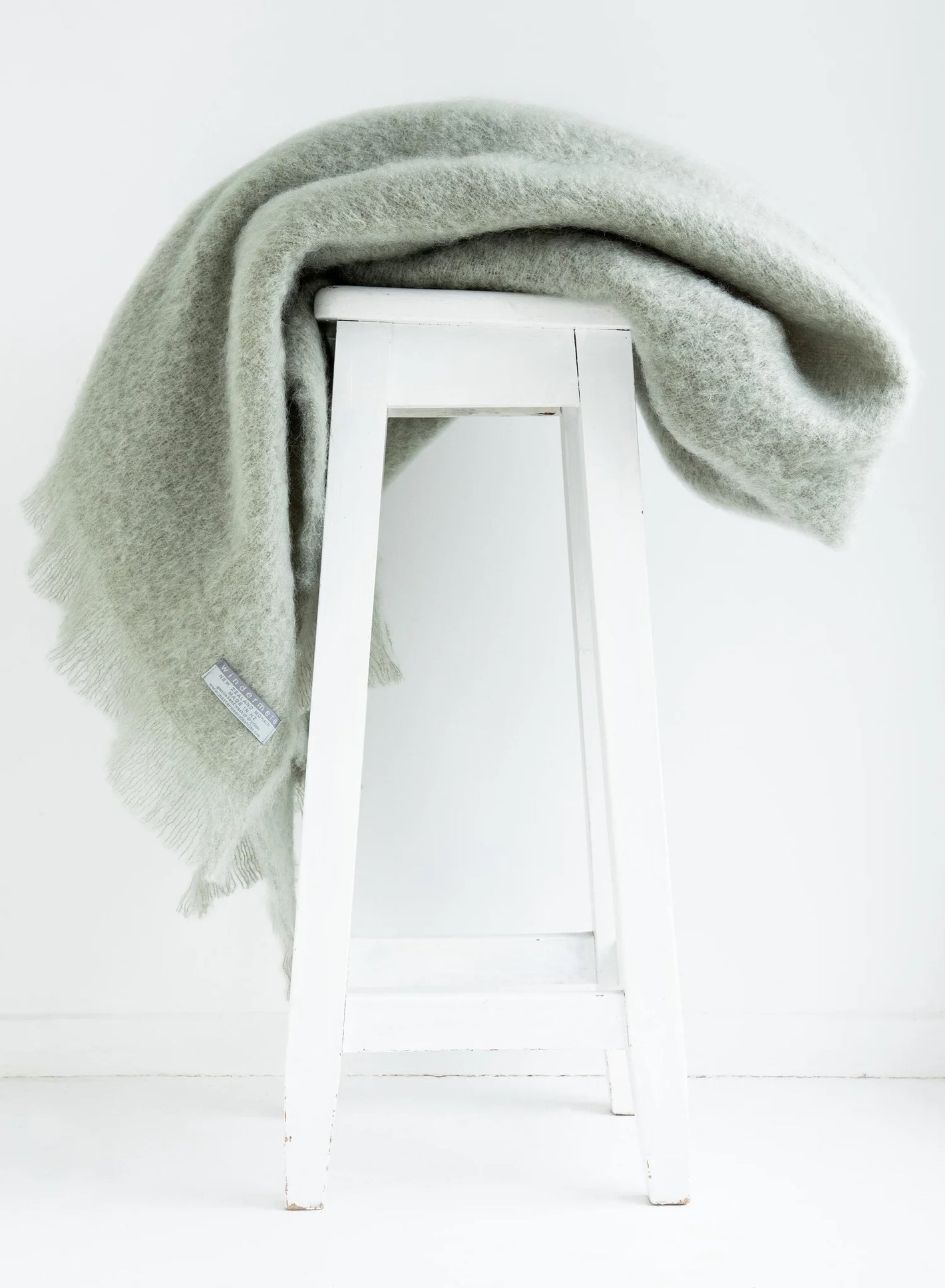 Windermere Mohair - Sage Throw (Allow 48 Hour Turnaround)