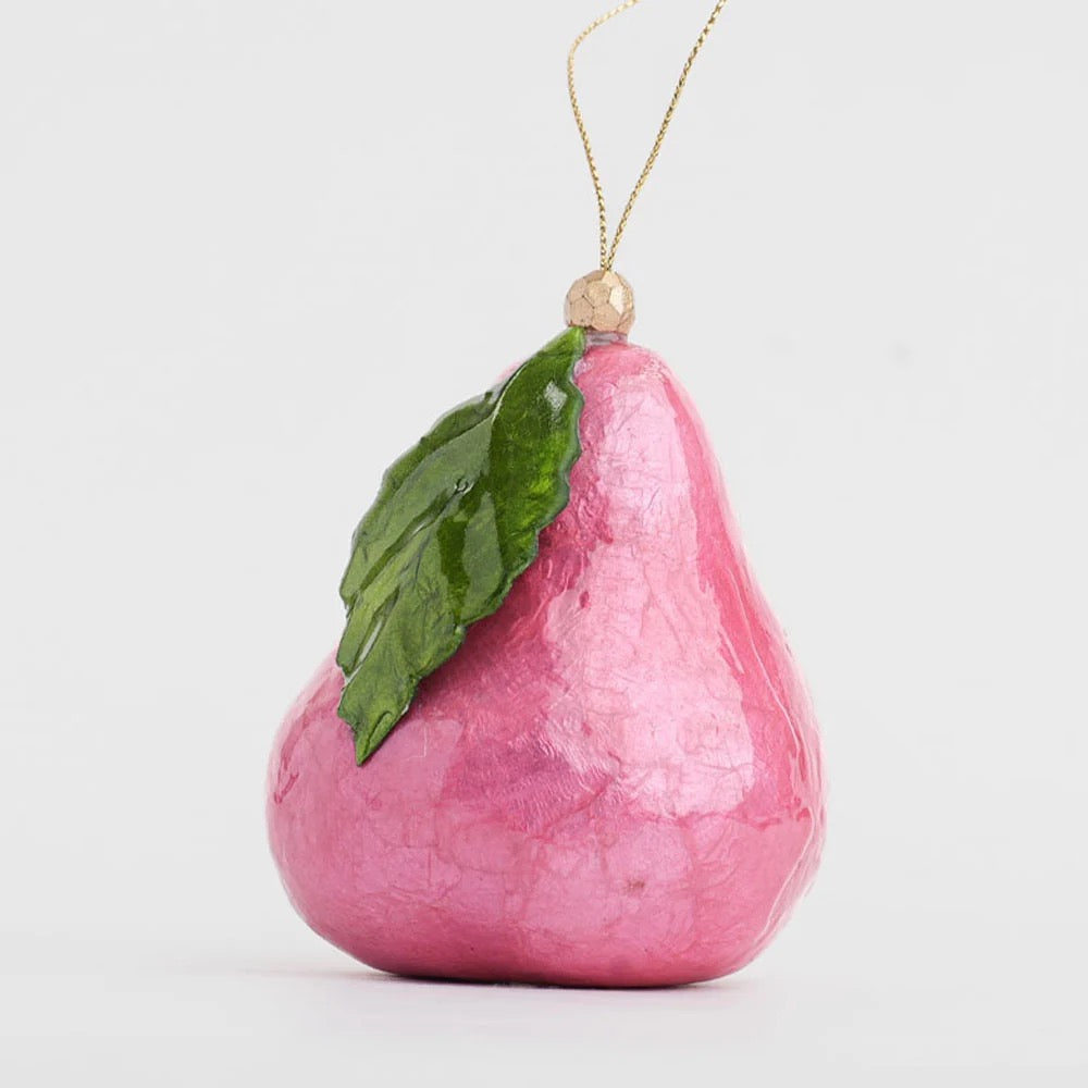Hand Painted Capiz Pear Decoration Pink - set of two - Available Mid October
