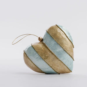 Gold Stripe Capiz  Heart Decoration - Available Mid October