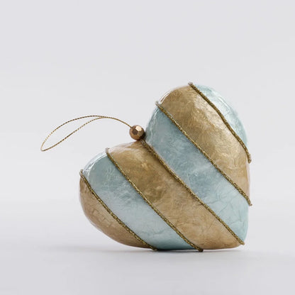 Gold Stripe Capiz  Heart Decoration - Available Mid October