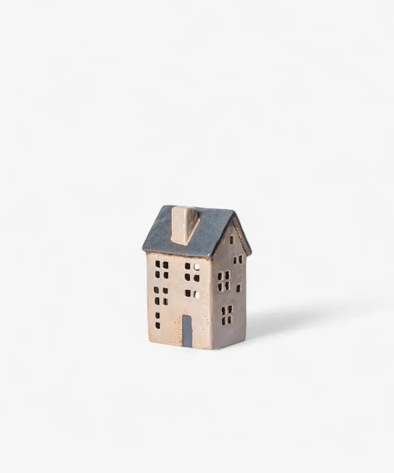 Saint Malo Tea Light House Blue Roof PRE ORDER DUE MID DECEMBER