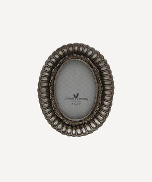 Fanned Oval Photo Frame Pewter Finish 2.5 x 3.5"