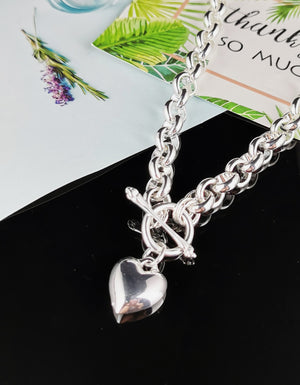 Silver Link Heart Necklace