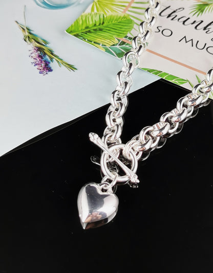 Silver Link Heart Necklace