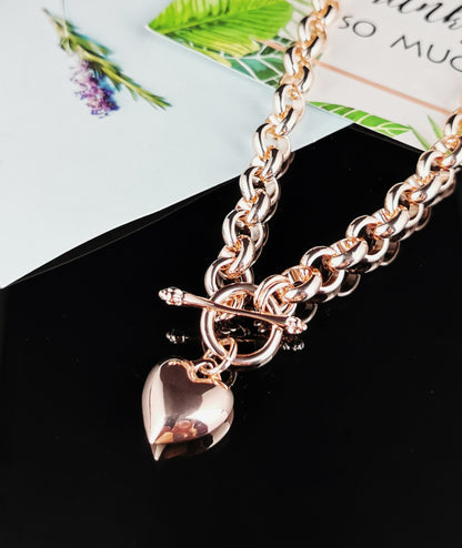 Rose Gold Link Heart Necklace