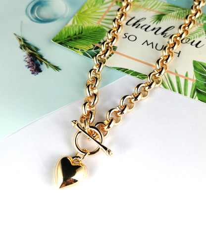 Gold Link Heart Necklace
