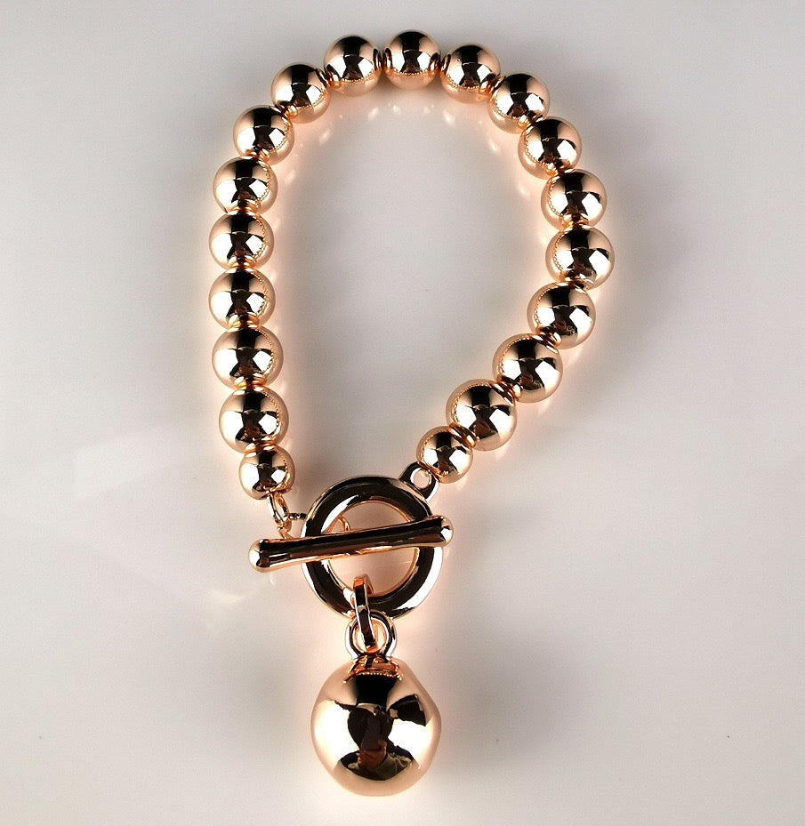 Rose Gold Bracelet with Ball Fob