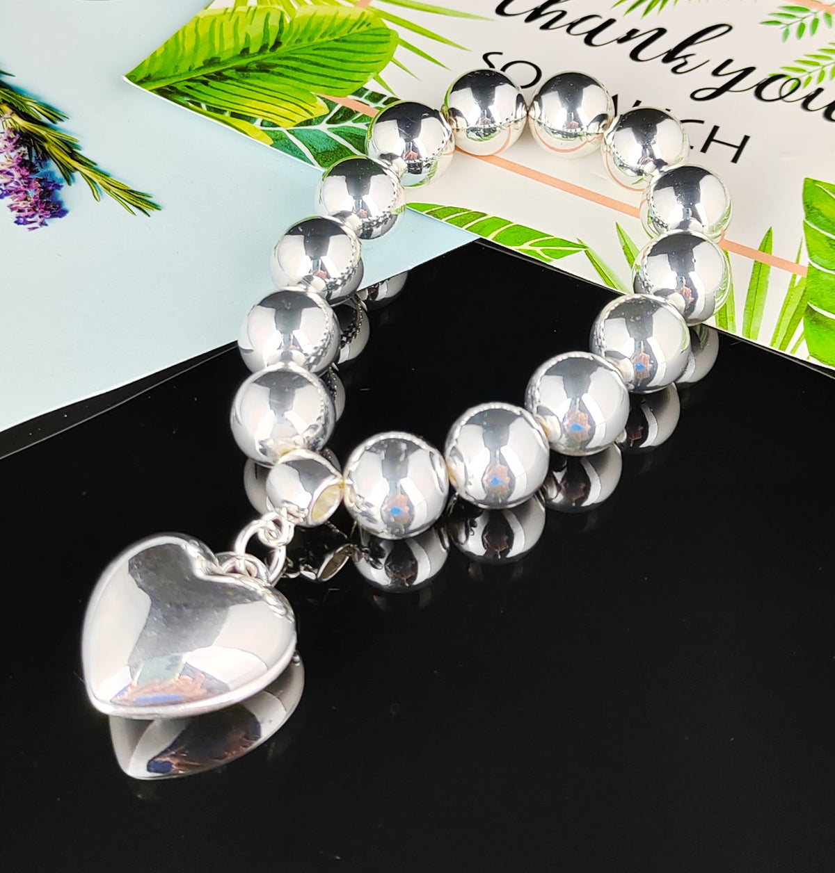 Chunky Silver Heart Bracelet