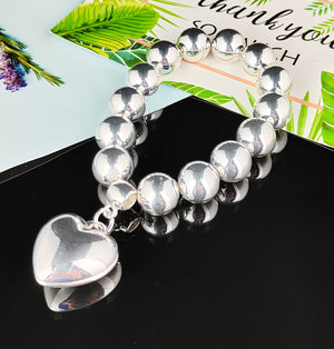 Chunky Silver Heart Bracelet