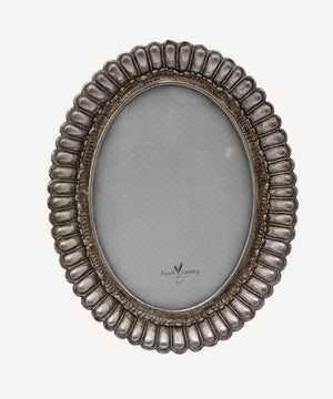 Fanned Oval Photo Frame Pewter Finish 5 x 7"