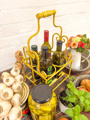 Four Bottle Iron Trug (Yellow)