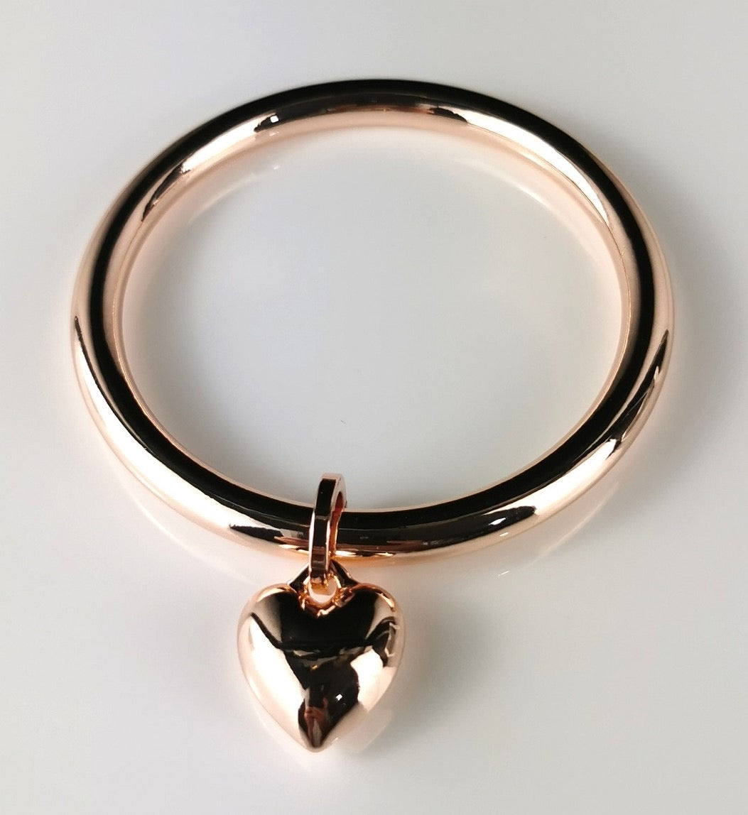 Fashion Bangle Rose Gold with Puff Heart Charm 66mm